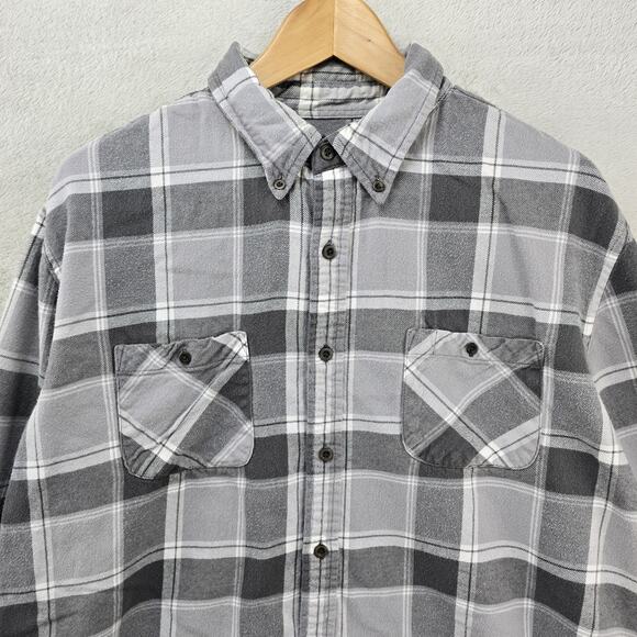 Vintage Big Mac Jc Penny Long Sleeve Flannel Shirt Mens XL Gray Plaid Checkered - Picture 3 of 7